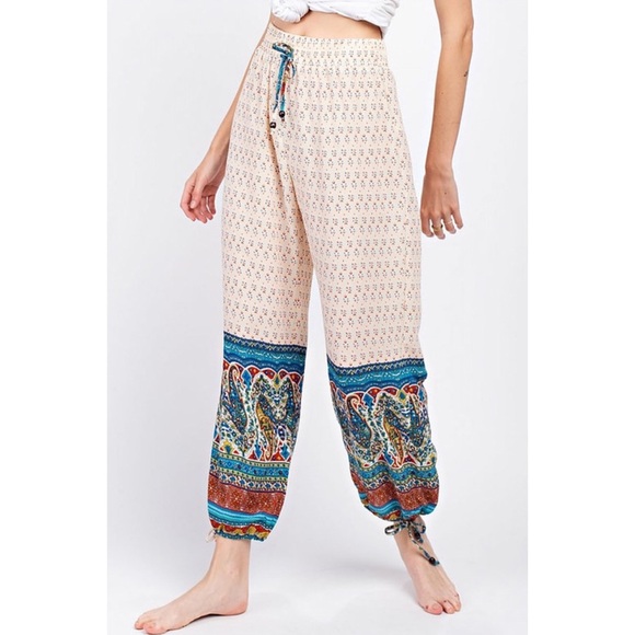 Boho Lightweight Waistband Printed Jogger Pants - Picture 2 of 5